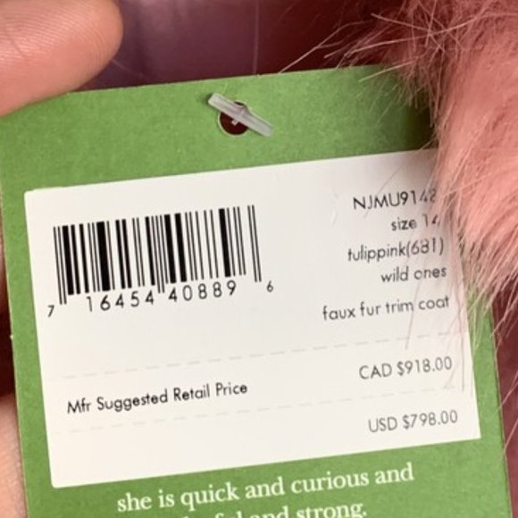 Kate Spade Faux Fur Pink Coat BRAND NEW - Picture 8 of 11